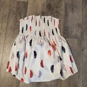 White Strapless Feather Top